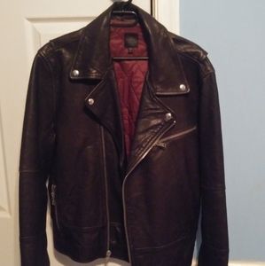 Mens large gap leather biker jacket
